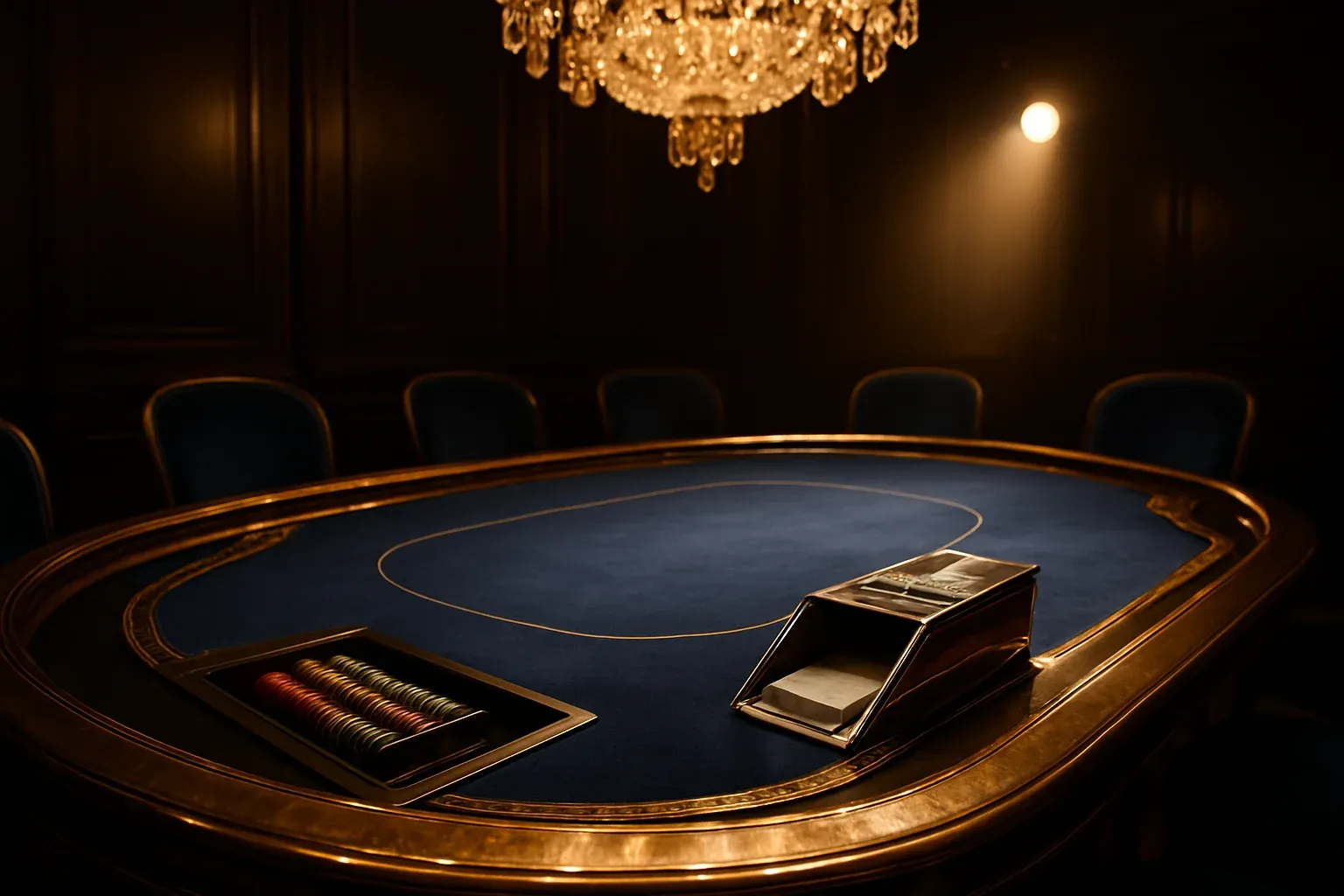 Hyperrealistic wide shot of premium live baccarat studio in the Philippines
